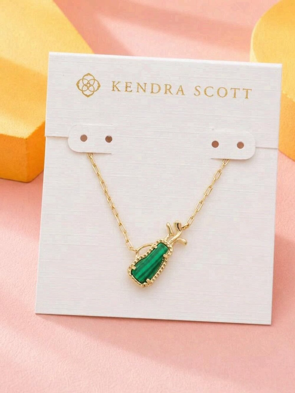 Kendra Scott Golf Gold Green Malachite Pendant Necklace